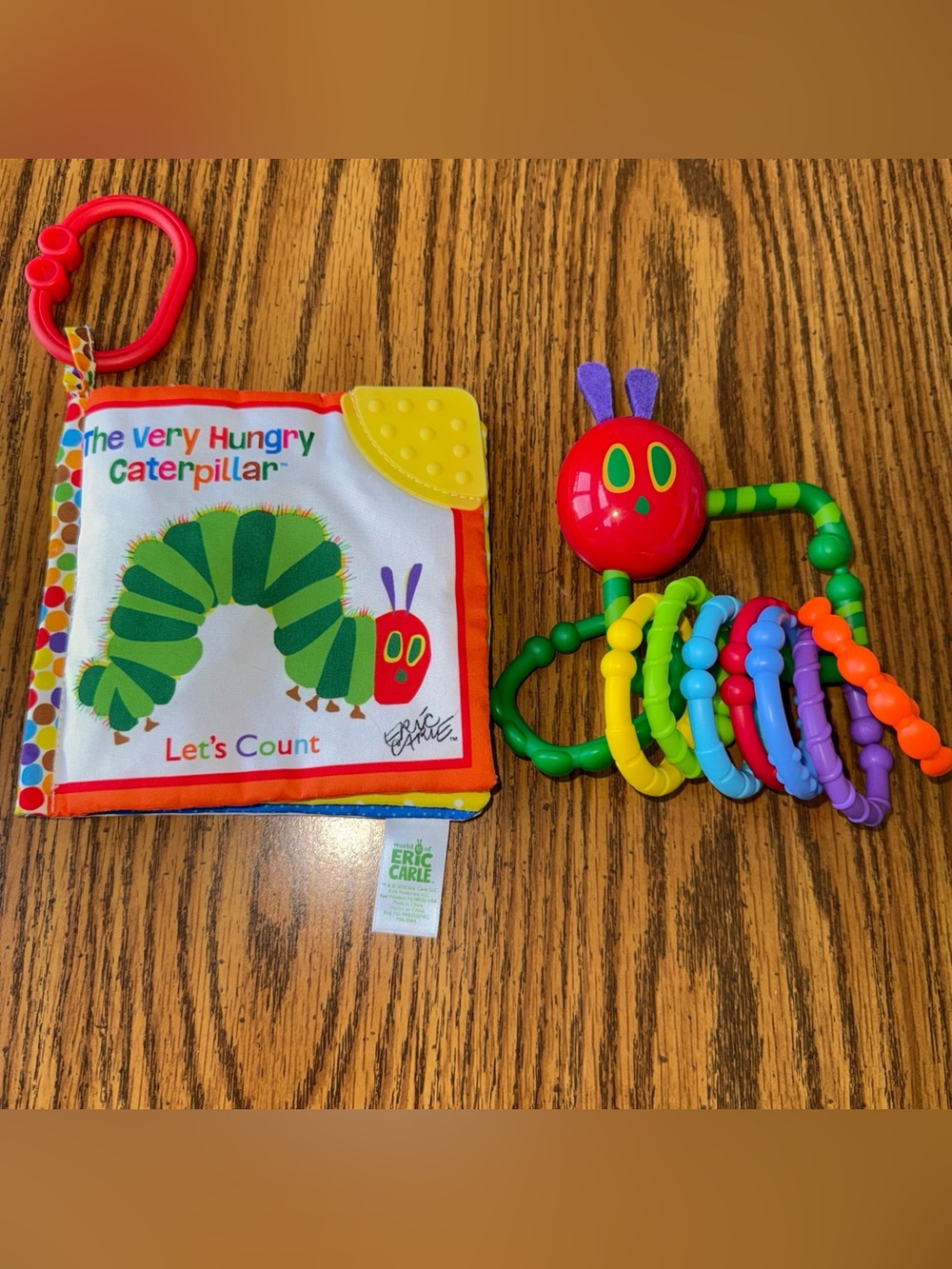 The Very Hungry Caterpillar Cloth baby Book & Teether & links Toy Set Eric Carle